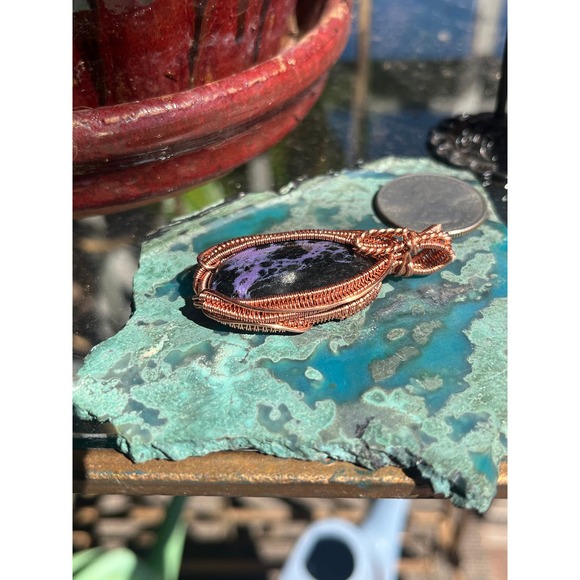 Charoite Wire Wrap Pendant - Picture 6 of 10